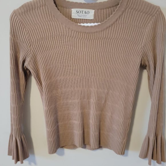 Nude Ribbed Quarter Sleeve Flare - Picture 1 of 7